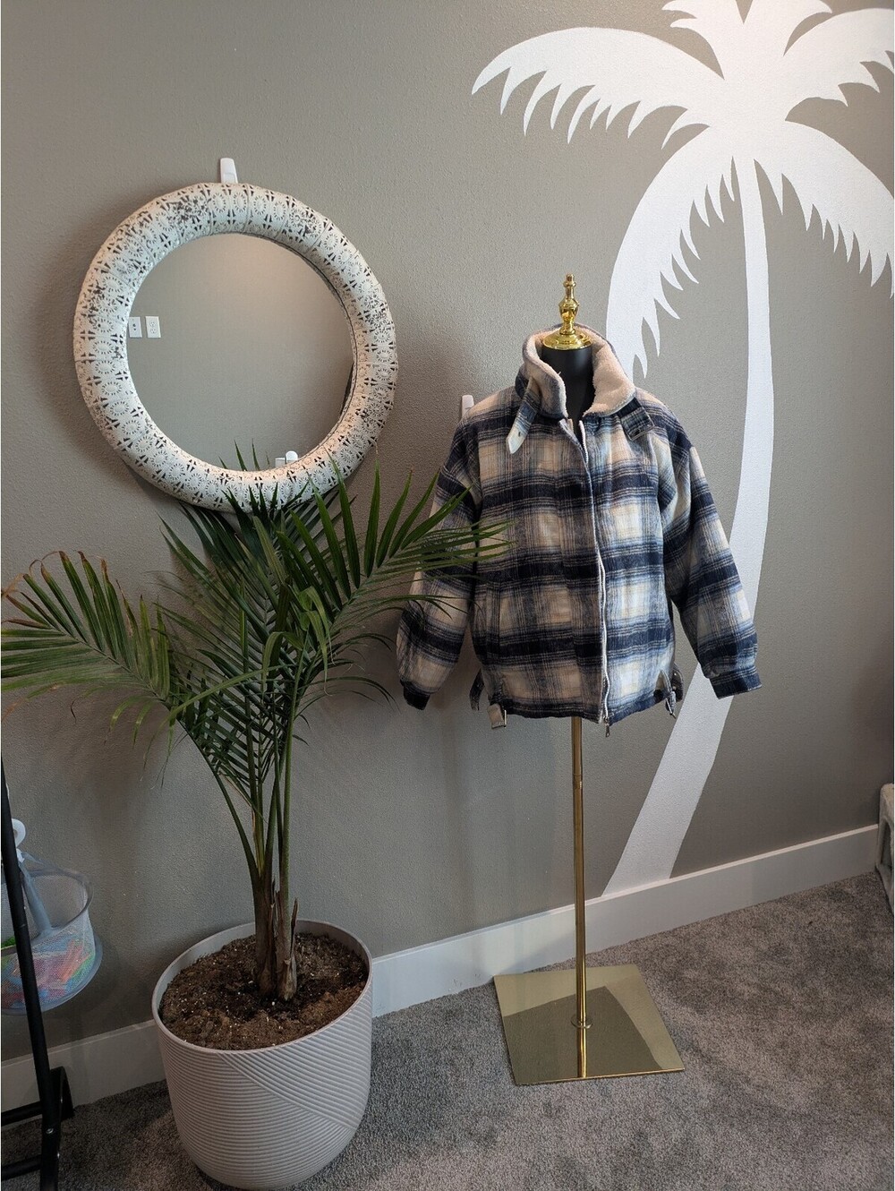 Lucca  Couture ue andBl White Plaid Sherpa Lined Jacket